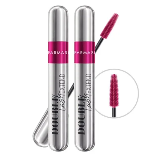 Miniatura 6 de FARMASi Máscara de pestañas doble extensible, máscara de pestañas de doble cepillo de silicona de 2 pasos para alargar y dar volumen a las pestañas
