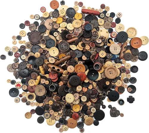 Miniatura 10 de 1600 Botones Negros para Manualidades a Granel, Botones Negros para Manualidades de Tamaños Variados para Manualidades DIY, Costura y Decoraciones