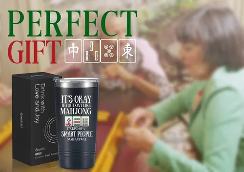Miniatura 4 de Onebttl Mahjong Regalos para mujeres/hombres, regalos divertidos para los amantes de Mahjong, vaso de acero inoxidable aislado de 20 onzas