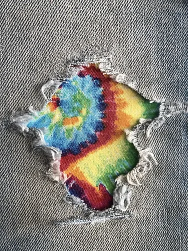 HoleyPatches - Parches con reverso de mezclilla hechos a mano con teñido anudado, súper fuertes, para planchar, por HoleyPatches (arcoíris