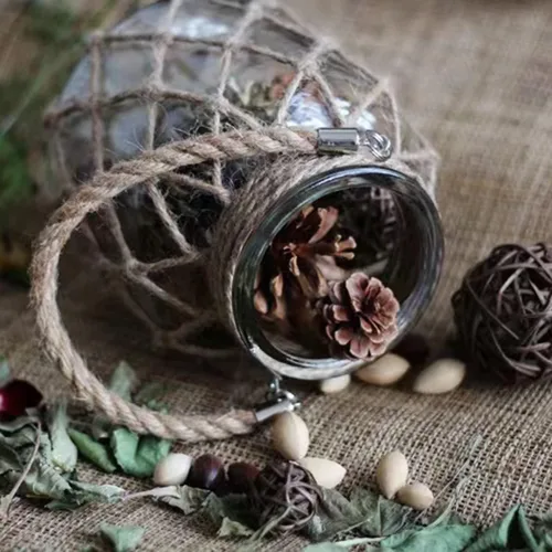 Miniatura 6 de Tarro náutico rústico colgante de masón, red creativa, florero de vidrio con flor seca con asa, 6.5 pulgadas 1 jarrón de 6.5 pulgadas