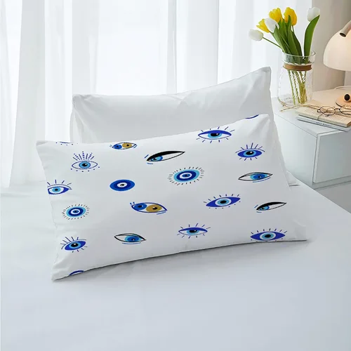 Miniatura 4 de Funda de edredón de 3 piezas con patrón de mal de ojo, tamaño individual de 68 x 87 pulgadas con 2 fundas de almohada, juego de funda de edredón