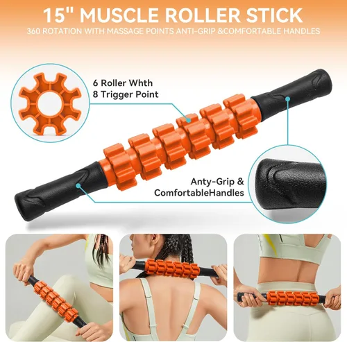 Miniatura 3 de Krightlink Juego de rodillos de espuma 5 en 1 para masaje muscular de tejido profundo, rodillo de espuma para ejercicio de fitness, rodillo