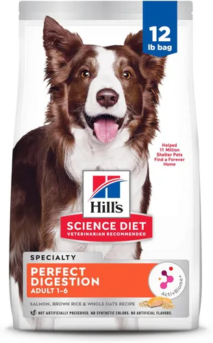 Miniatura 15 de Hill's Science Diet Digestión perfecta, para perros adultos de 1 a 6 años, apoyo digestivo, alimento seco para perros, pollo, arroz integral y avena