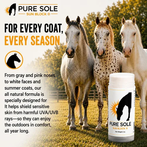 Miniatura 9 de Protector solar para caballos – Pure Sole Sun Block Cream Protege la piel rosa sensible del sol, quemaduras de viento y deslumbramiento de nieve