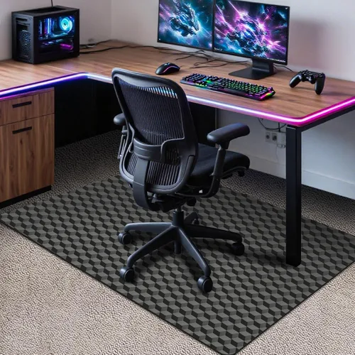 Miniatura 8 de AiBOB Tapete para silla de juegos para suelos de madera dura, tapete para silla de oficina de 48 x 36 pulgadas para suelos duros y de azulejos, Negro
