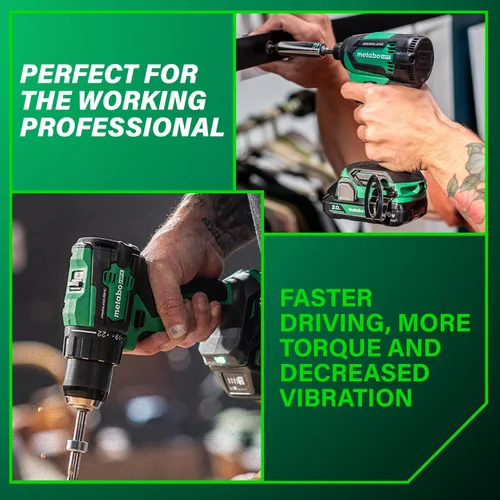 Miniatura 2 de Metabo HPT Kit combinado de taladro conductor inalámbrico sin escobillas multivoltios de 18 V y destornillador de impacto, kit de herramientas