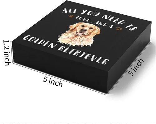 Miniatura 2 de Divertida caja de madera Golden Retriever con texto en inglés «All You Need is Love and a Golden Retriever»