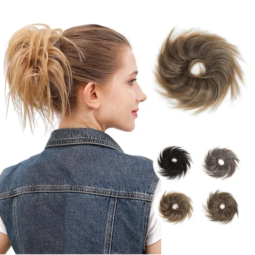 Miniatura 8 de JuvaBun Pieza de pelo rubia despeinada para mujer – Pieza de cabello rubio desordenado para moño, añade volumen instantáneo, rápido updo, lavable