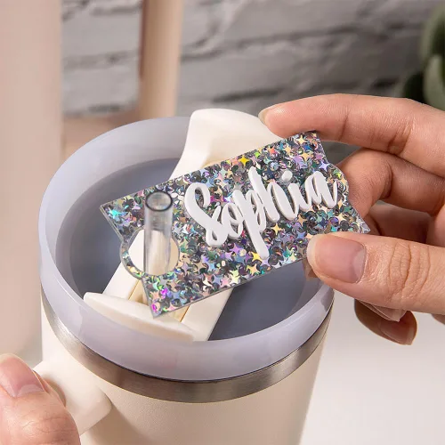 Miniatura 8 de callie Placa de nombre personalizada de gato para taza Stanley de 30 onzas, 40 onzas, etiqueta de nombre personalizada para tapa de vaso Stanley