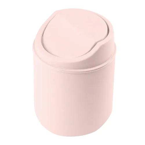 Basurero de basura – Mini bote de basura de plástico para escritorio con tapa giratoria, elegante papelera para encimera, cesta de papel de desecho,