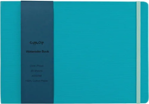 Miniatura 21 de CuppaClip Papel de acuarela de algodón prensado en caliente con bolsillo interior, cuaderno de bocetos de acuarela, diario como cuaderno de viaje