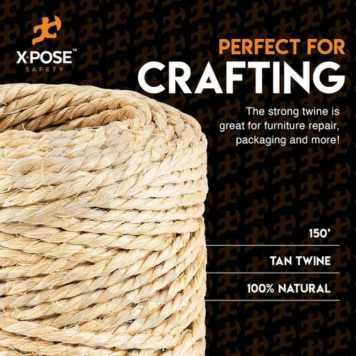 Miniatura 5 de Cuerda de sisal – Cuerda de fibra natural fina de 2 capas en el carrete – para poste rascador de gatos, piezas de repuesto de árbol de gato, juguete