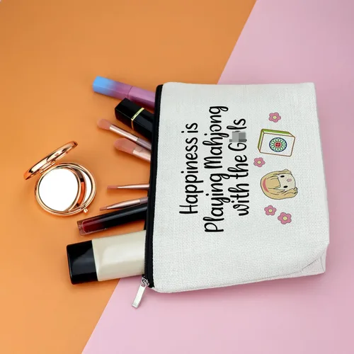 Miniatura 5 de Bridge Queen - Bolsa de maquillaje Mahjong para jugador, regalo de jubilación, regalo de Navidad y cumpleaños para amantes del póquer, Mahjong