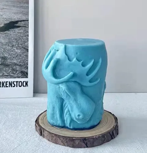 Oso hecho a mano vela decoración cilíndrica vela molde resina epoxi aromaterapia yeso hormigón escultura molde silicona