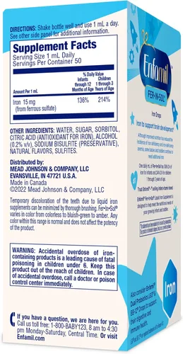 Miniatura 8 de Enfamil Fer-in-Sol - Suplemento de hierro en gotas para bebés, botella con dosificador de 1.7 fl oz (paquete de 2)