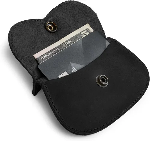 Miniatura 3 de Hide & Drink, Cartera en forma de gato, bolsa para monedas, soporte para dinero, accesorio de viaje, cuero de grano completo, hecho a mano, Negro