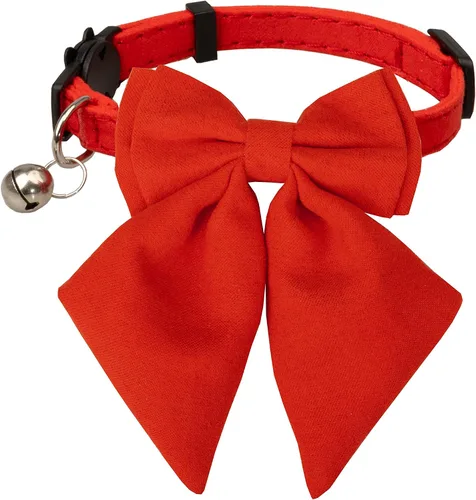 Miniatura 11 de Collar de gato con pajarita de campana Breakaway Kitten Small Pet Safety Solid Wedding Basic Pure Color Suede Soft Adjustable Sailor Bow - [1