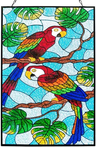 Miniatura 8 de Colgantes de ventana de cristal de pavo real de 11.8 pulgadas, decoración artística de pared de pavo real, panel atrapasoles con cadena (morado)