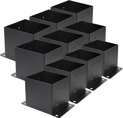 Miniatura 12 de Base de poste de 6 x 6 piezas, tamaño interior de 5.6 x 5.6 pulgadas, base de poste de cubierta de metal resistente con recubrimiento de polvo