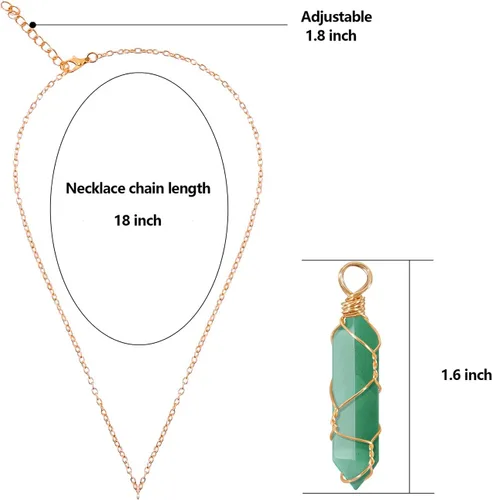 Miniatura 3 de VIBILIA Collar de Cristal Curativo con Envoltura de Alambre Piedra Punta de Amatista Natural Colgante Hexagonal Joyería de Cuarzo Reiki Espiritual