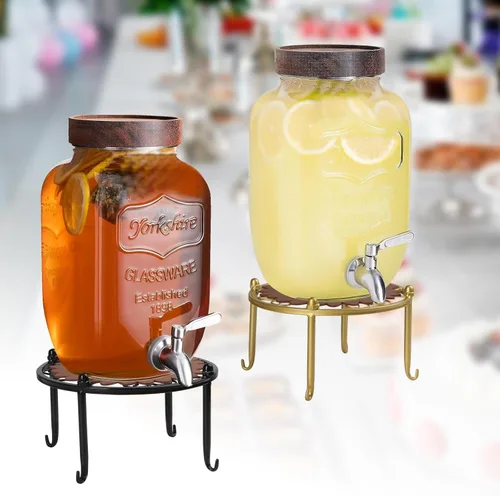 Miniatura 5 de Soporte de metal resistente para dispensadores de bebidas, soporte para recipientes de vidrio de agua fría, base de estante para dispensador