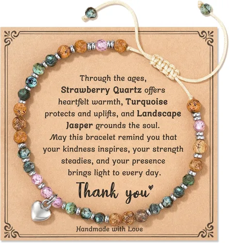 Miniatura 10 de HGDEER Regalos de cumpleaños para mujer, pulsera única de piedra natural, para mujeres, adolescentes, niñas, regalos de moda para amigas, mejores