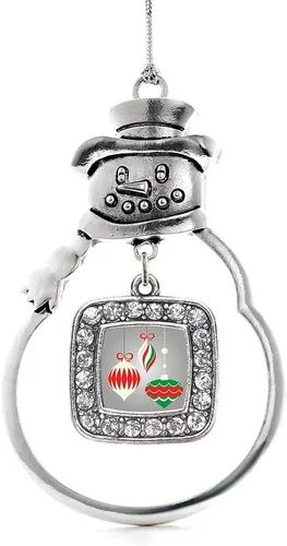 Miniatura 142 de Inspired Silver - Adorno de rodillo de reina - Adorno cuadrado de plata con muñeco de nieve con joyas de circonita cúbica