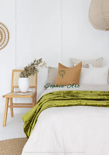 Miniatura 6 de Sophia-Art Manta de terciopelo triturado de lujo con borlas, para sofá o cama, manta suave, bohemia y cálida, acogedora, felpa ligera