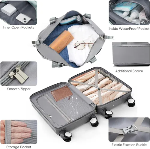 Miniatura 37 de Merax Juego de equipaje rígido ABS expandible de 3 piezas con rueda giratoria Maleta TSA Lock Suit Case, Negro -, Juego de 2 piezas, Equipaje