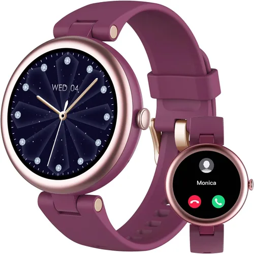 Rastreador de fitness, relojes redondos de fitness para mujeres con Bluetooth, monitor de llamadas, monitor de frecuencia cardíaca, monitor de