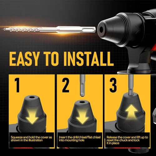 Miniatura 8 de Taladro de Martillo Giratorio Inalámbrico SDS Compatible con Batería Dewalt 20V (SIN Batería) Motor Sin Escobillas, Embrague de Seguridad, 4