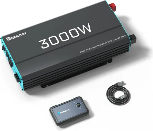 Miniatura 9 de Renogy Inversor P2 de onda sinusoidal pura de 2000W, convertidor de 12V CC a 110V CA, inversores de energía solar fuera de la red para vehículos