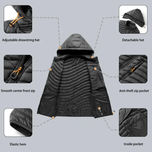Miniatura 4 de Mens Lightweight Puffer Vest Hooded Winter Warm Vest