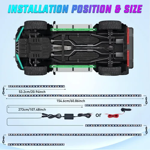 Miniatura 4 de Nilight 6 piezas de luces de neón para la parte baja del auto, tiras de luces RGB multicolores de 300 LEDs, función activa de sonido DIY, modo