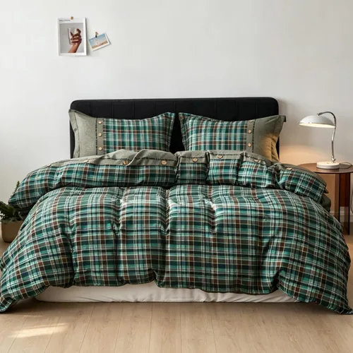 Miniatura 10 de Simple&Opulence Juego de funda de edredón 100% algodón con estampado a cuadros de búfalo, juego de cama de 3 piezas, incluye 1 funda de edredón y 2