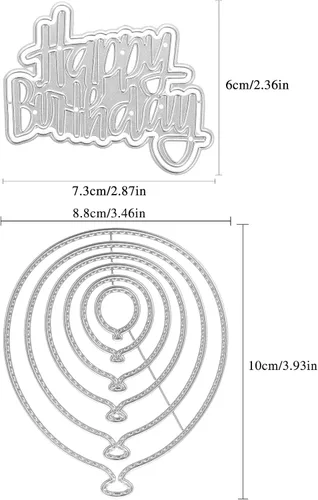 Miniatura 2 de Paquete de 2 plantillas de troqueles de corte de metal para cumpleaños, manualidades, manualidades, álbumes de recortes, troqueles de troqueles