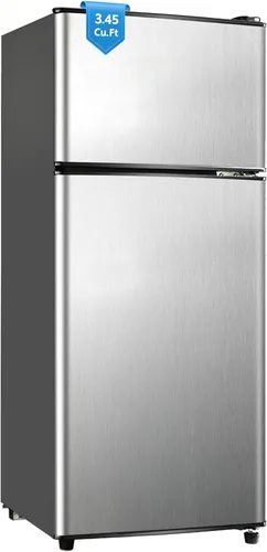 Miniatura 9 de Refrigerador dormitorio con congelador, refrigerador pequeño de 3.45 pies cúbicos con congelador para apartamento, temperatura ajustable de 7