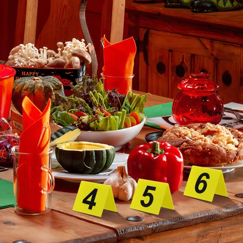Miniatura 7 de 10 Uds. Marcadores de evidencia Escena del crimen Señalización amarilla para decoraciones de escena del crimen Tarjetas de números de mesa Amarillo