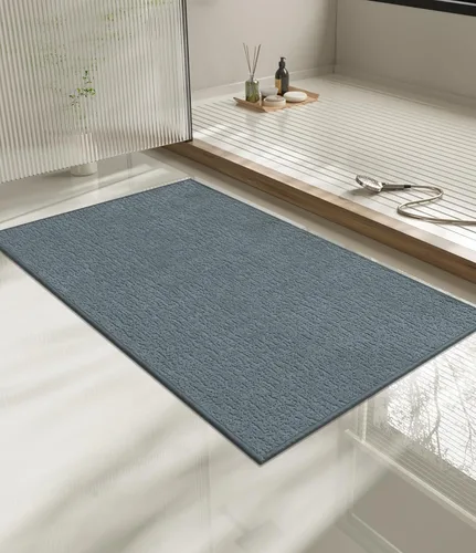 Miniatura 86 de Chakme Juego de 2 alfombras de baño ultrafinas, absorbentes, antideslizantes, lavables a máquina, color negro, 17 x 24 pulgadas / 17 x 30 pulgadas