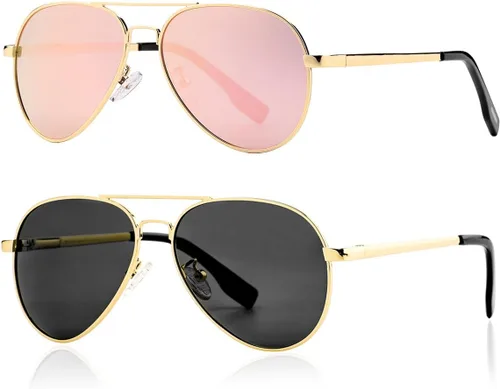 Miniatura 121 de Gleyemor Lentes de sol polarizados estilo aviador para niños y niñas, jóvenes, adolescentes, dos tamaños de 1.969 in y 2.047 in