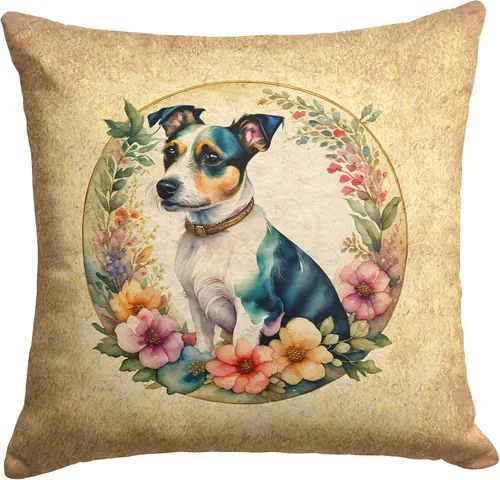 Miniatura 216 de Caroline's Treasures DAC2072PW1414 Affenpinscher and Flowers - Almohada decorativa de tela, lavable a máquina, para interiores y exteriores