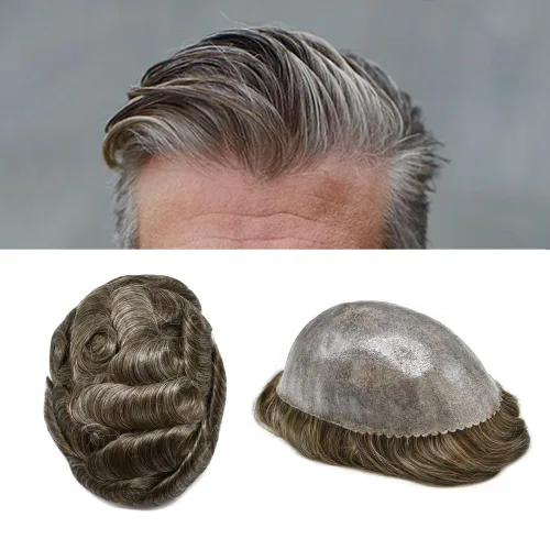 Miniatura 99 de Toupee - Sistema de reemplazo de cabello humano para hombre, 0.004 in, inyectado, piel de polietileno, piezas de pelo para hombre, 6 x 8 pulgadas