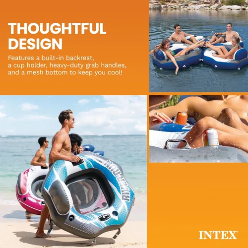 Miniatura 5 de Intex 58854EP River Run Connect Salón flotante inflable: respaldo cómodo - Portavasos incorporado - Asas duraderas - Conectores fáciles de usar