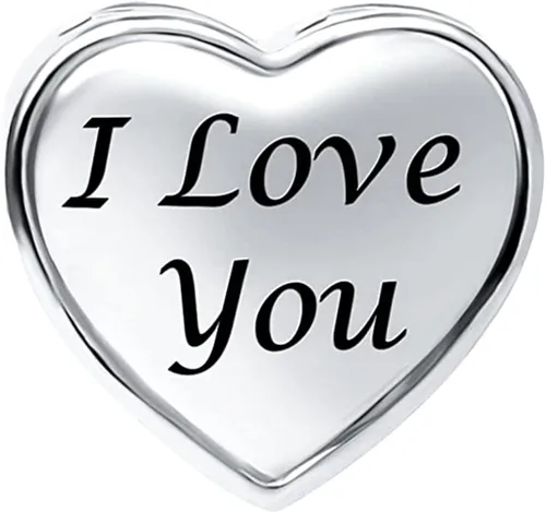 Miniatura 3 de Abalorio de corazón de rosa con texto en inglés "I Love You Mom Wife Auntie Sister Grandma Nana" compatible con pulseras Pandora