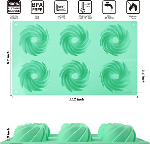 Miniatura 3 de HUAKENER 2 piezas molde de pastel acanalado mini, molde de pastel acanalado de 6 cavidades, molde de silicona antiadherente para hornear para d 2