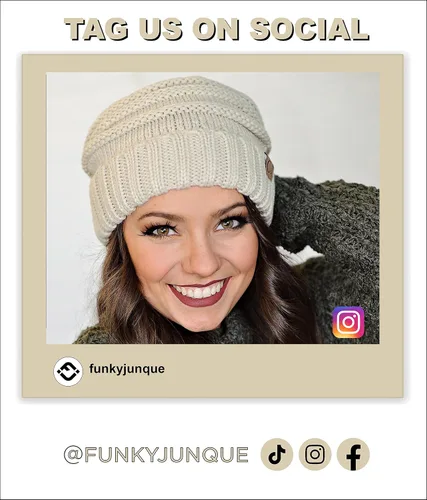 Miniatura 65 de Funky Junque Gorro de moda de punto trenzado de talla extragrande, grueso, abrigado, suave y holgado