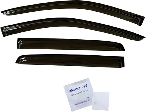 Miniatura 6 de 2019-2023 Deflectores de ventana laterales tintados para Ford Ranger SuperCrew XL XLT Lariat con protectores de lluvia adhesivos, tonos ahumados