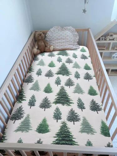 Miniatura 2 de Sábana bajera suave para cuna, elástica y transpirable, para niños y niñas, se adapta a colchones estándar para cuna y niños pequeños Pinos