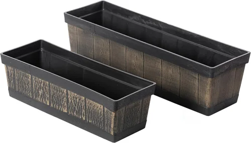 Miniatura 9 de Gardenised QI004121.L - Maceta rectangular de plástico para exteriores e interiores, maceta para plantar verduras o flores, marrón grande